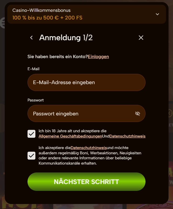 Tornado Boomz Casino Registrierung mit Willkommensbonus und Kontoeröffnung